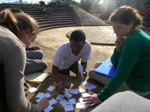 A brainstorming session in Poly’s beautiful outdoor amphitheater. 