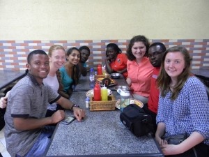 and Rice interns in Blantyre (except Emily taking the pic.) From back left and then clockwise: Christina, catherine, Charles, Sarah, Francis, Karen, Tanya,Andrew