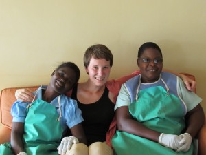 Matilda (left) cleaned Zitha House for a great deal of our time in Malawi- she's the sweetest, and has even helped me with pronunciation for some Chichewa lessons. Now she's working as a nurses' aide in the hospital.  Mary Kaminga (right) is a nurses' aide in the FCCU, and she was also one of our Morphine Tracker students! I've never met anyone who wanted to learn as diligently as she did! 