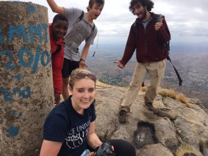 Caroline and friends on top of Mt. Ndirande on the three peaks walk